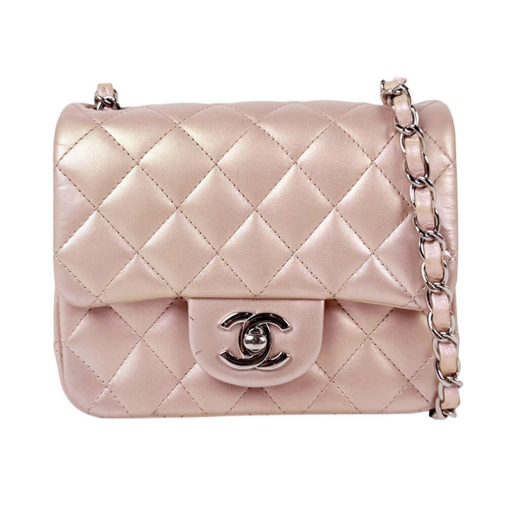 Chanel CHANEL Shoulder Bag Leather Metallic Pink Silver Women's z11134